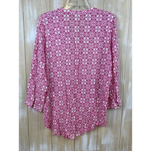 Grand & Greene Womens Size Large Lightweight Pink & White Lightweight Blouse NWT - Picture 4 of 9